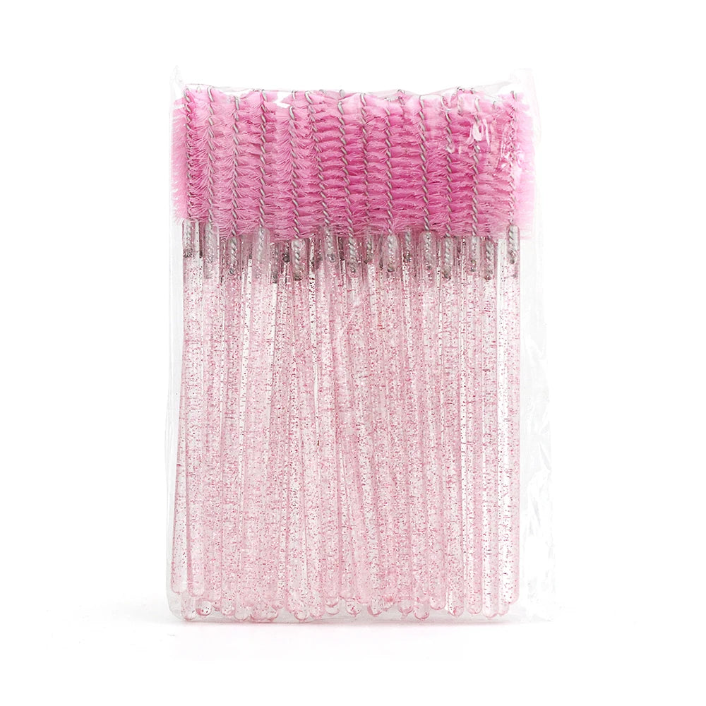 GLAMLASH 50PCS Disposable Eyelash Brushes Lashes Extension Eyebrow Brush Mascara Wands Applicator Makeup Tool