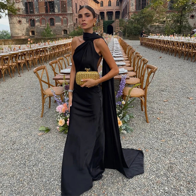 Sexy Ribbon Sleeveless Long Dress Women Elegant Slim Stain Backless Lace Up Party Dresses 2026 Fashion Solid Holiday Robe Lady