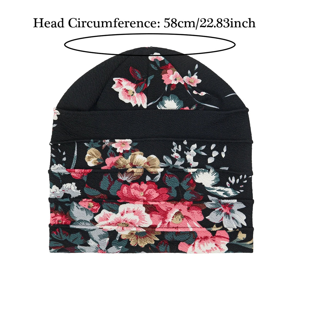 Trendy Printed Flower Cap Night Sleeping Cap Muslim Women Hijab Leopard Bonnet Ladies Headscarf Convenient Hat Wrap