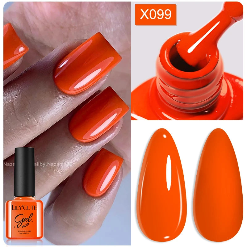 LILYCUTE 7ML Black White Color Gel Nail Polish Summer Colorful Gel Nail Art Semi Permanent UV Gel Soak Off UV LED Gel Varnishes