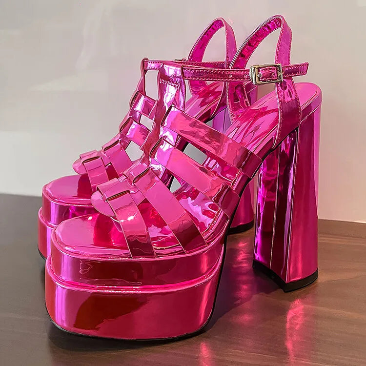 2024 Ladies High Heels Double Waterproof Platform Sandals for Women Luxury Brand Designer Summer Party Chunky Pumps and Shoes