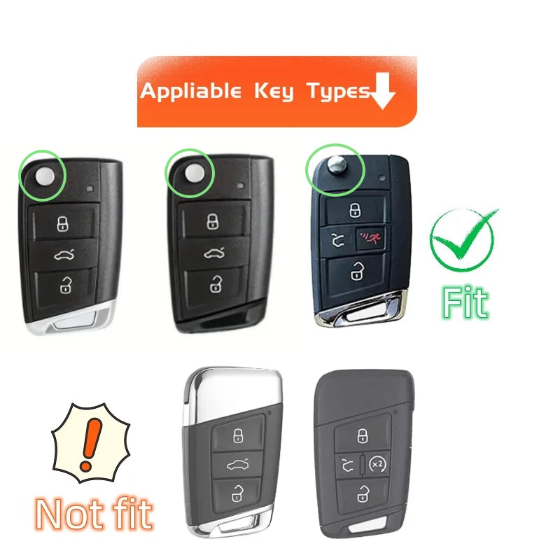 TPU Key Fob Cover with Keychain Lanyard For VW Volkswagen Accessories Atlas Golf GTI Jetta Tiguan Car Key Case Full Protection