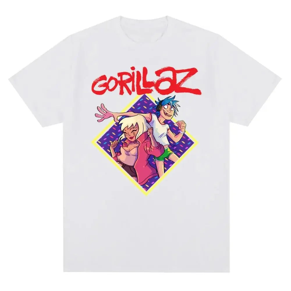 Music Band Gorillazs Punk Rock Print T Shirt 90s Casual Fashion Short Sleeve T Shirt Unisex Harajuku Kawaii T-shirt Y2K Clothing