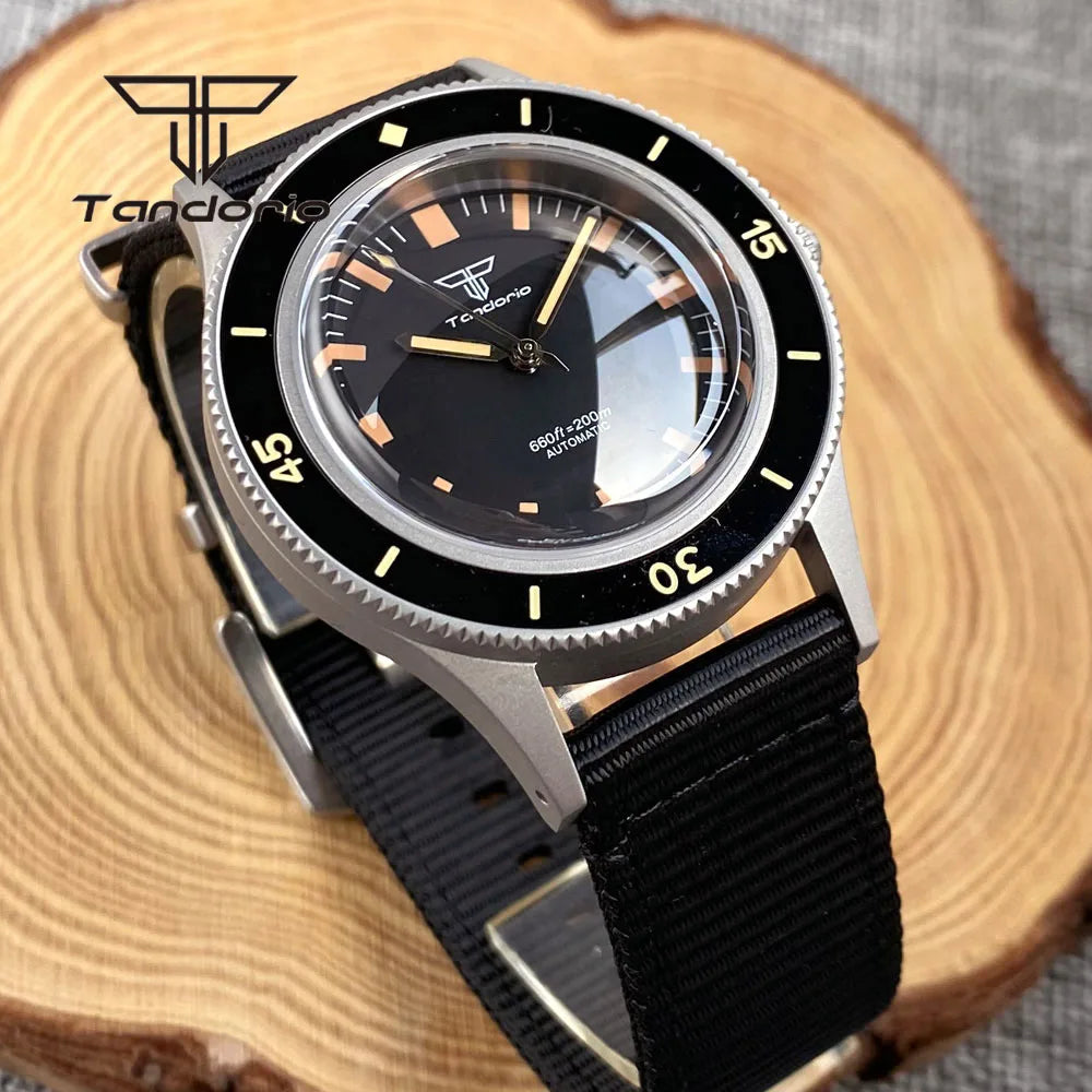 Tandorio Mechanical 40mm 50-Fathoms Style Men Watch Miyota8215/PT5000 Movt Domed Sapphire Glass Waterproof Wristwatch Luminous