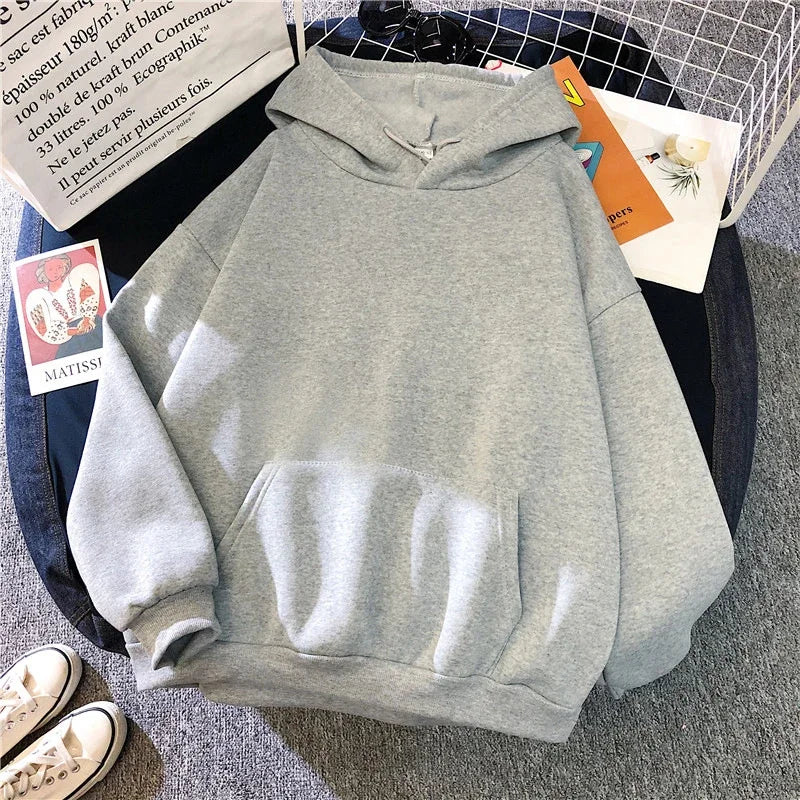 Couple Hoodies Men Women Oversized Sweatshirt Solid Color Casual Loose Pullover Harajuku Autumn Winter Couple Wear Top Fashion