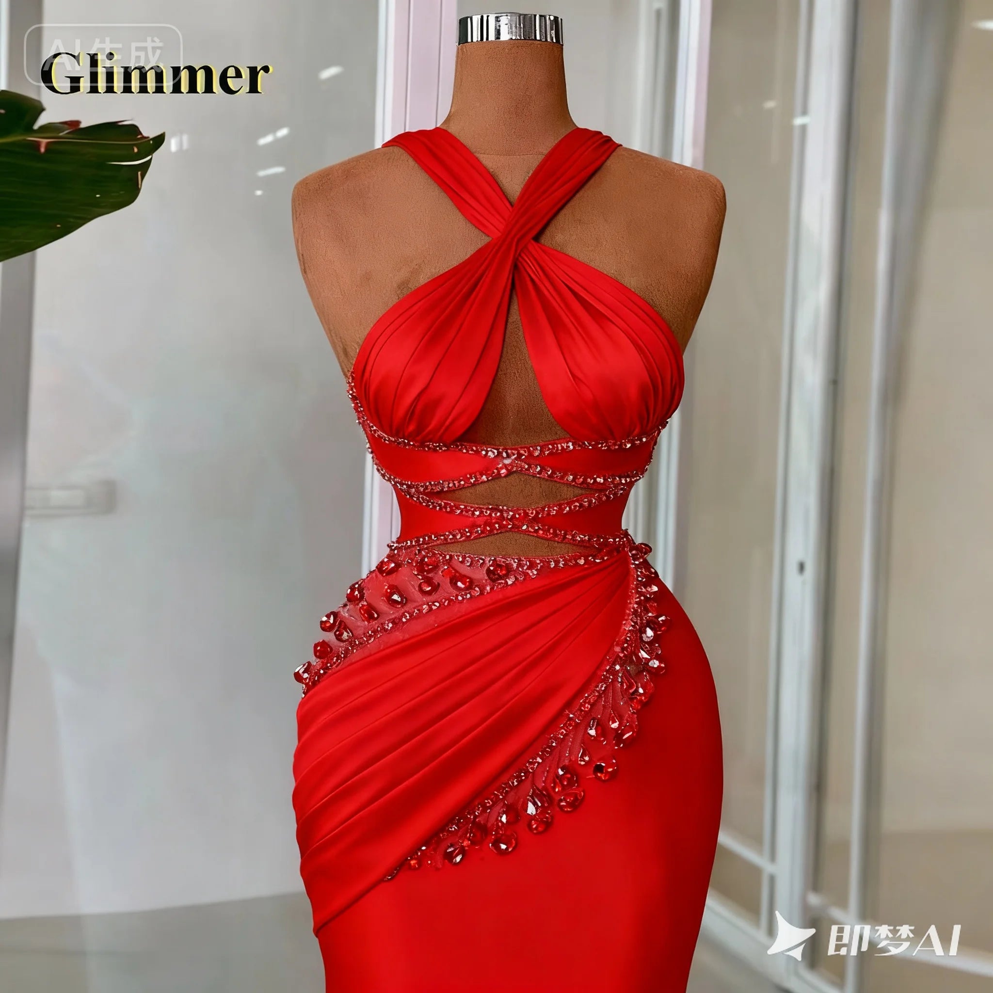 Glimmer Luxury Graduation Dresses for Girls with School Criss Cross Rhinestones Evening Party Gown Robes De Soiree Customized