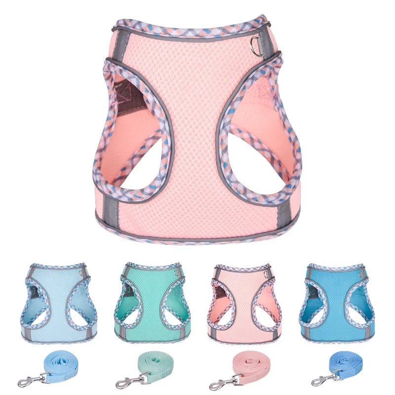New Arrivals Cat Dog Harness and Leash Set Reflective Breathable Pet Vest Harnesses for Small Dogs Cats Outdoor Walking Puppy