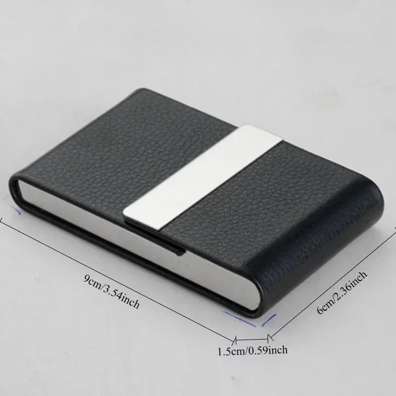 PU Leather & Metal Postcard Box Case with Magnetic Closure, Men's Business Card Holder - Pocket Card/Cigarette Organizer