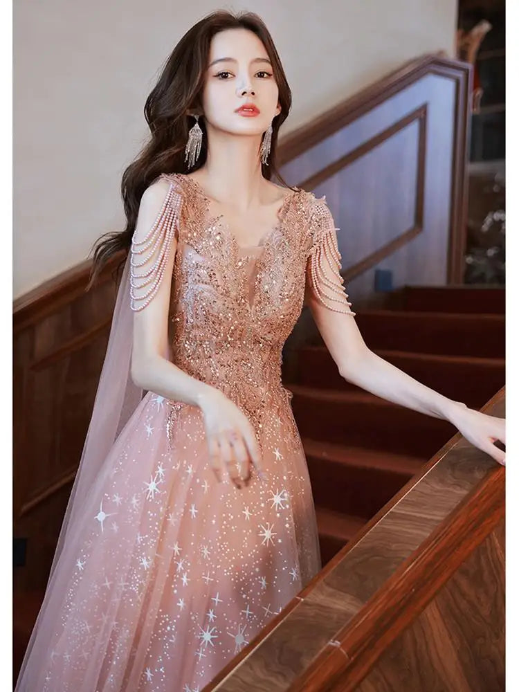 Luxury French Trailing Sequined Bride Wedding Dress Sexy Ball Gown Wedding Evening Party Summer Dress Women Formal vestidos