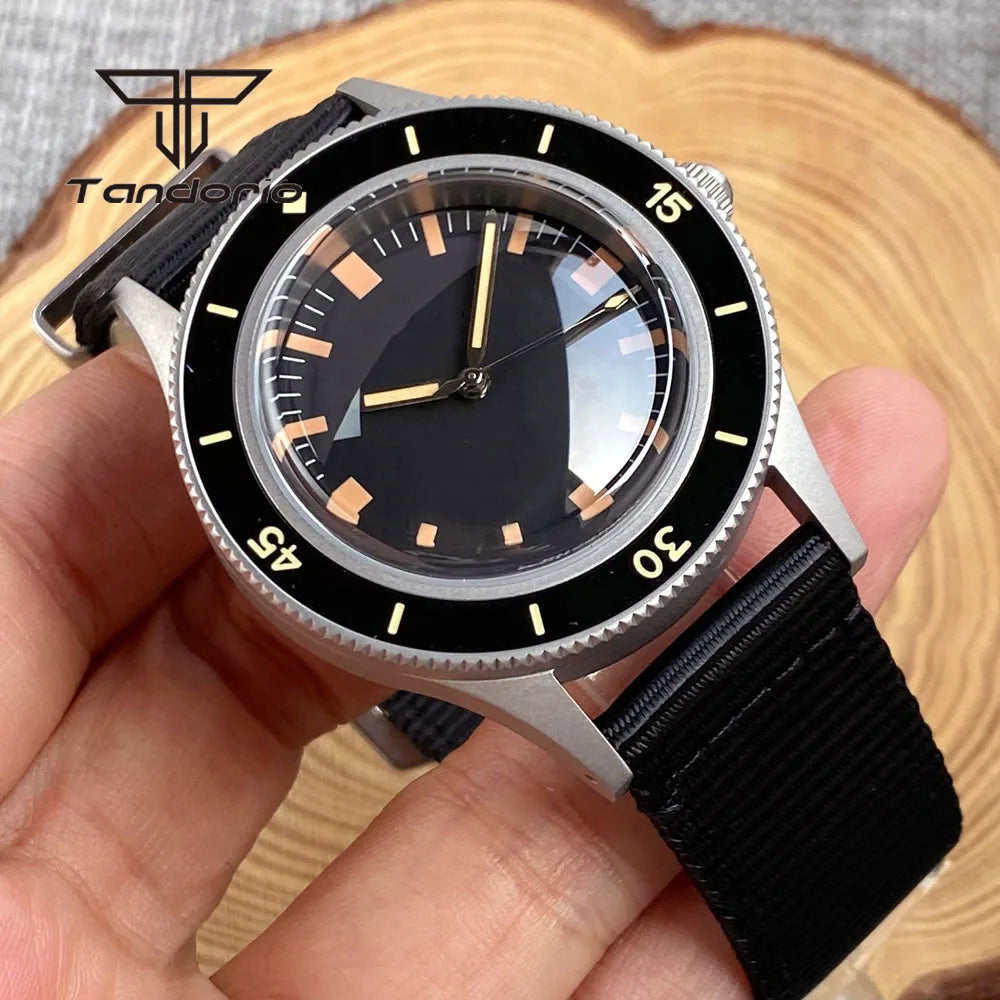 Tandorio Mechanical 40mm 50-Fathoms Style Men Watch Miyota8215/PT5000 Movt Domed Sapphire Glass Waterproof Wristwatch Luminous