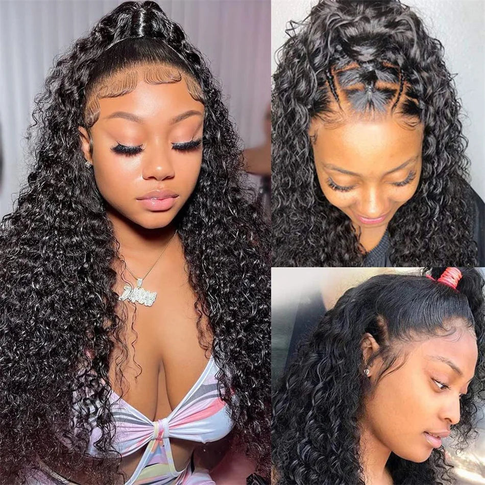 Kinky Curly Human Hair Wigs Deep Wave 13x6 HD Lace Frontal Wig Black Brazilian 13x4 HD Lace Front Remy Human Hair Wigs For Women