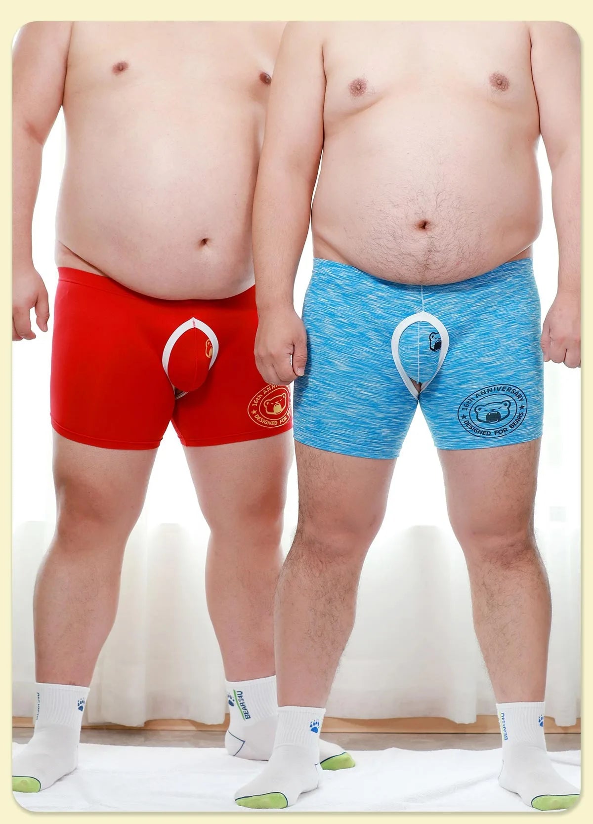 New Arrivals 1 Set 2 Pcs Bear Gay Proud Underwear, 1 Bear Claw Paw Expose Buttocks Crotch Boxer Shorts, 1 Sexy Jocks, M L XL XXL