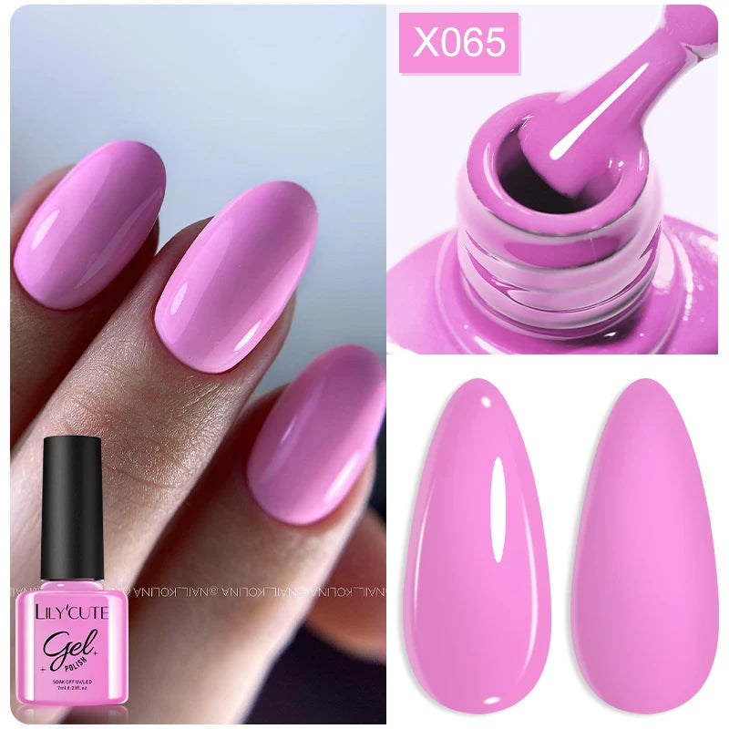 LILYCUTE 7ML Black White Color Gel Nail Polish Summer Colorful Gel Nail Art Semi Permanent UV Gel Soak Off UV LED Gel Varnishes