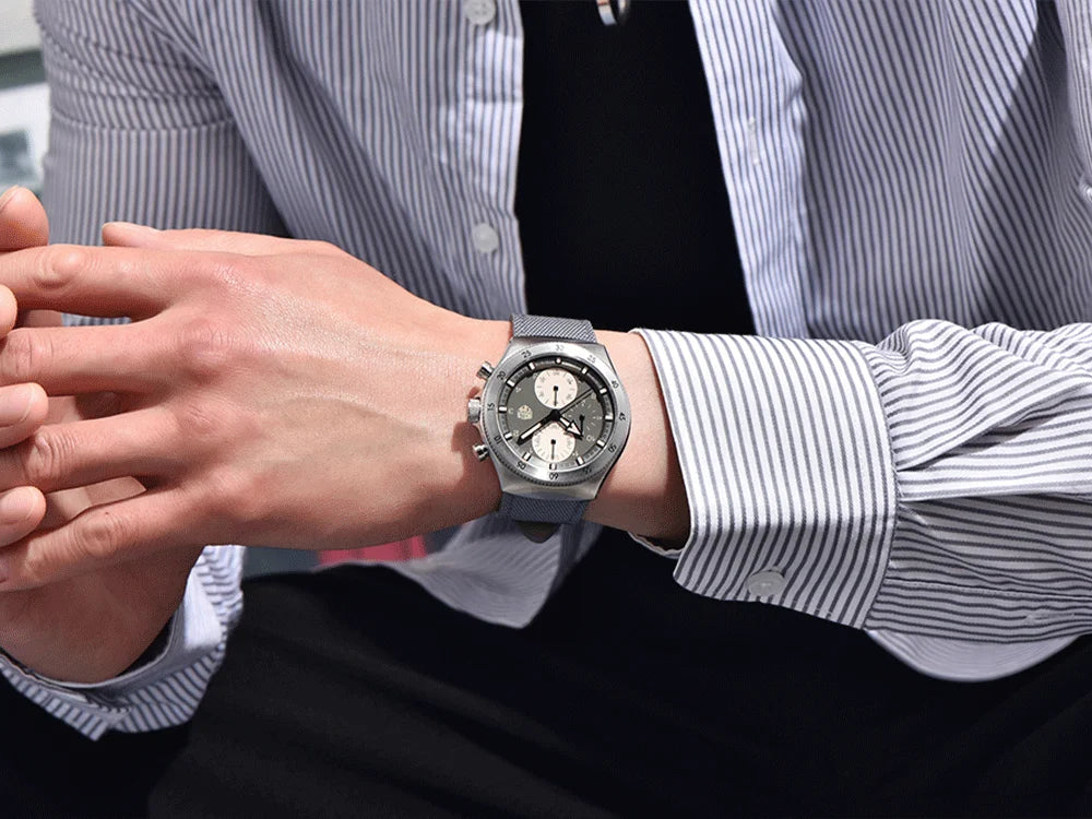 2026 new men's casual quartz watch top luxury sapphire TMI VD55 nylon men's chronograph waterproof sports men's watch luminous