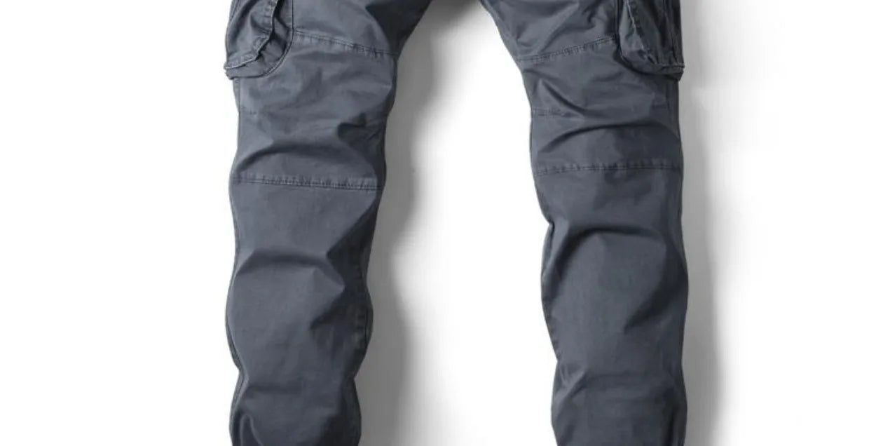 Spring Summer Men's Casual Fashion Work Pants Cuffed Multiple Pockets Slim Fit Youth Leisure Trousers Trendy Brand
