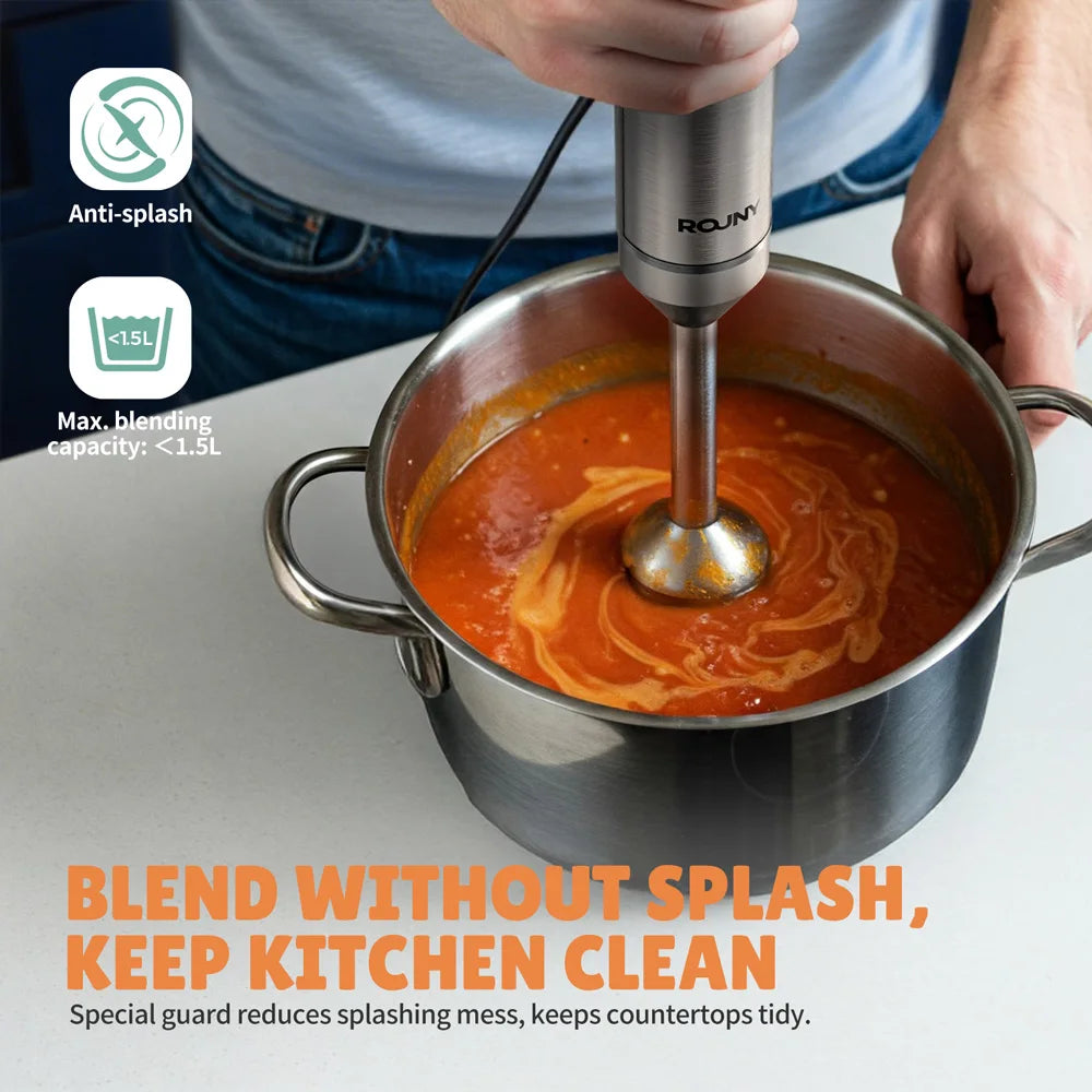 Powerful Immersion Blender,4-in-1 Stainless Steel Stick Baby Food Mixer,700ml Mixing Beaker,500ml Processor,Whisk, MAX 1200W