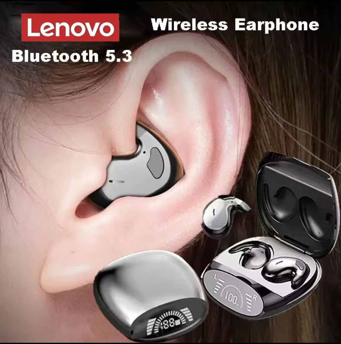 Lenovo Mini Bone Conduction Bluetooth Gaming Earphones HiFi Wireless Earphones Sleep Sports Waterproof Invisible Earphones