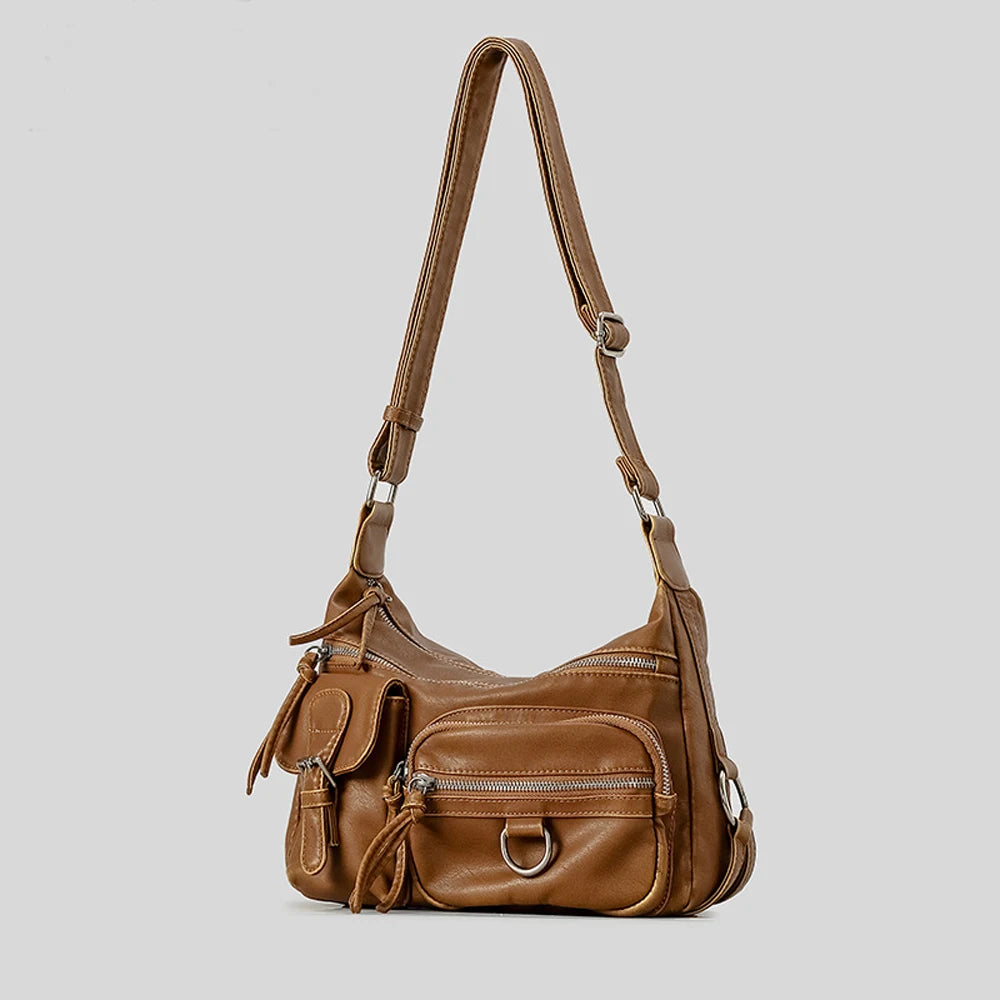 Annmouler Designer Women Shouler Bag Large Capacity Crossbody Bag Casual Soft Pu Leather Messenger Bag Multi-pocket Purses