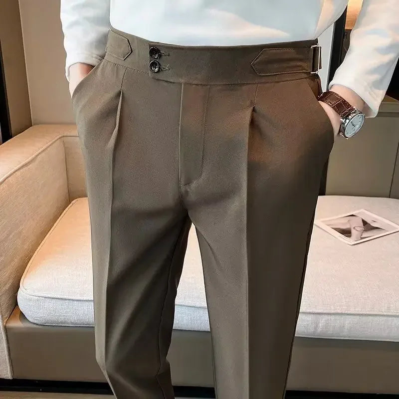 Wide Leg Male Suit Trousers Plus Big Size Gray Men's Summer Pants Formal Clothes Offer Luxury Thin Casual Work Wear Fabric 2025