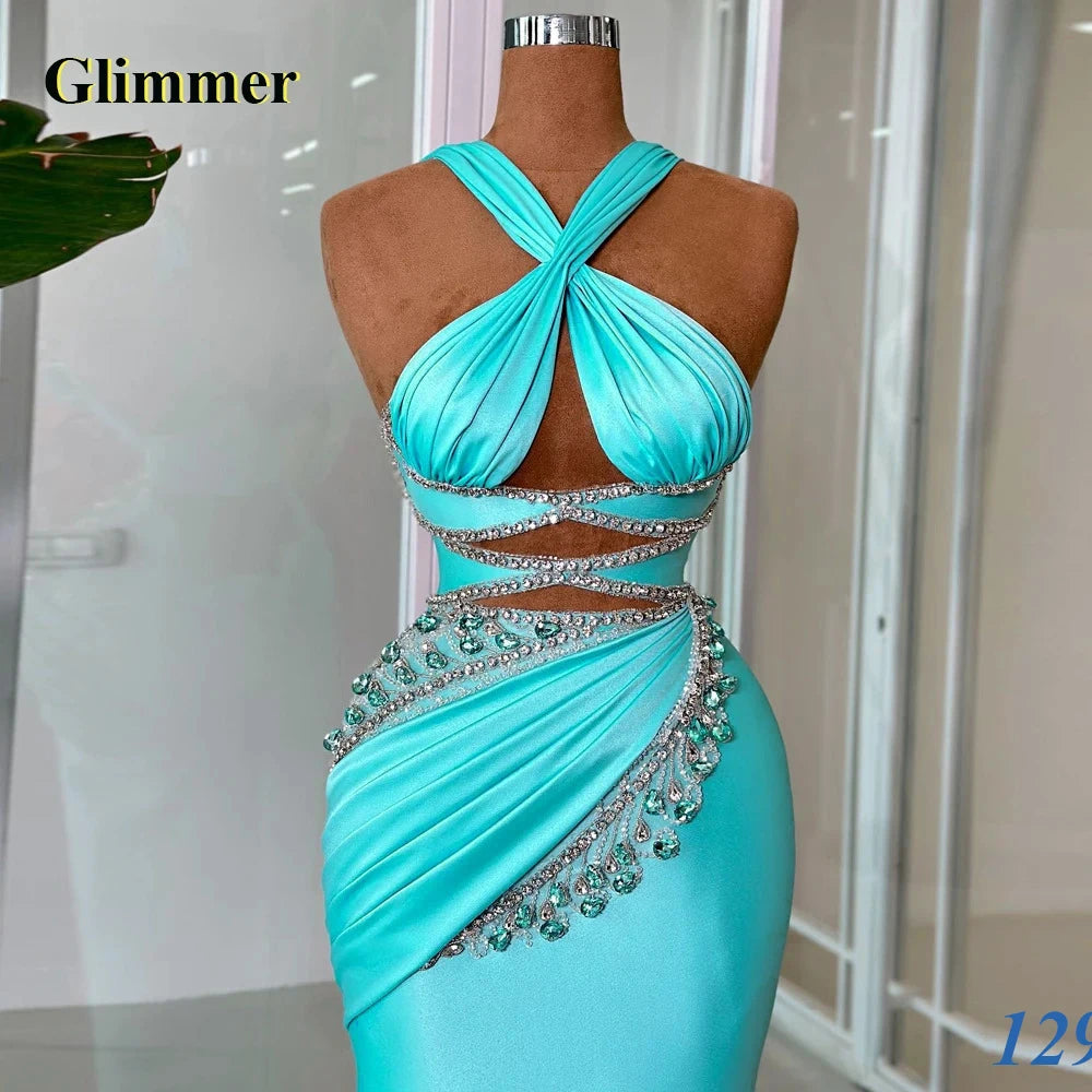Glimmer Luxury Graduation Dresses for Girls with School Criss Cross Rhinestones Evening Party Gown Robes De Soiree Customized