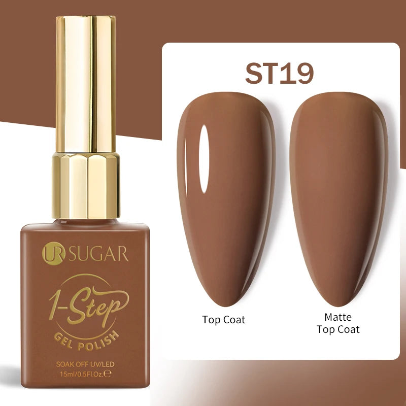 UR SUGAR 1-step Gel Polish 12ML Glitter Nail Spring Summer White Nude Pink Gel Nail Polish 3 IN 1 No Need Base Gel and Top Coat