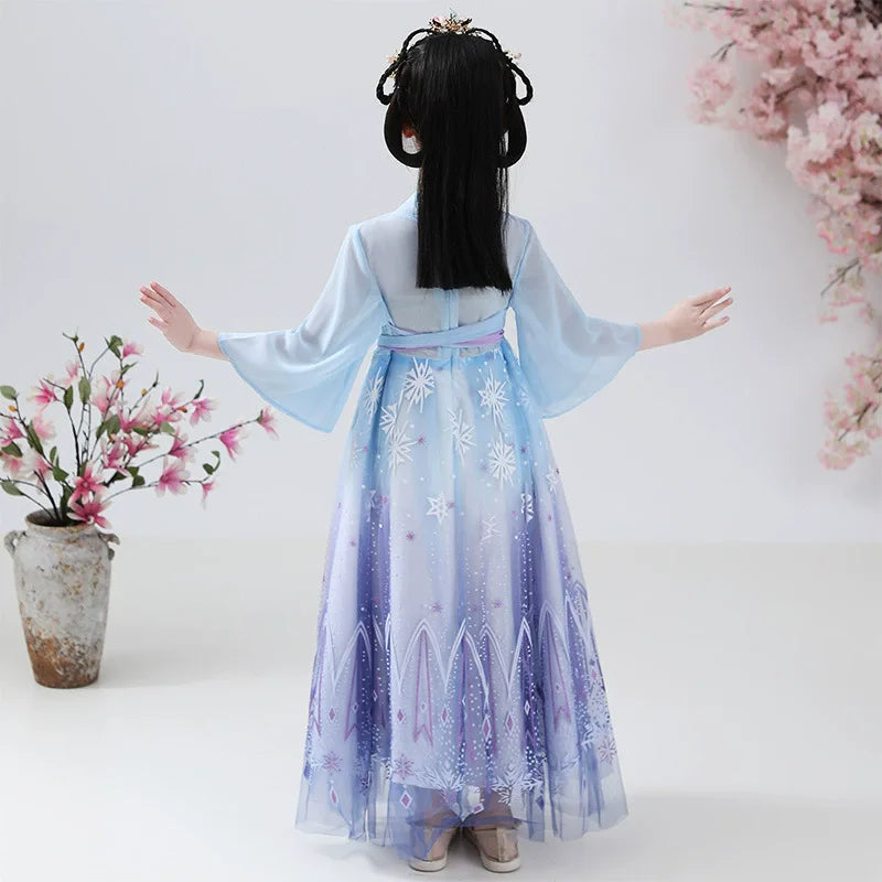 Kids Fairy Tang Costume Girls Casual Dresses Hanfu Girl Summer Children's Clothing Outfit Princess Dress Baby Vestido Robe Fille