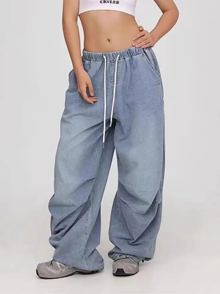 Street Dance Trendy Blue Hip-hop Retro Jeans Women's Versatile American Dancing Pants Jazz Casual Pants Woman Clothes Ladies Y2k