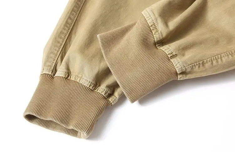 Spring Summer Men's Casual Fashion Work Pants Cuffed Multiple Pockets Slim Fit Youth Leisure Trousers Trendy Brand