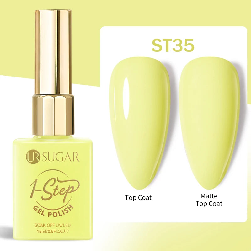 UR SUGAR 1-step Gel Polish 12ML Glitter Nail Spring Summer White Nude Pink Gel Nail Polish 3 IN 1 No Need Base Gel and Top Coat