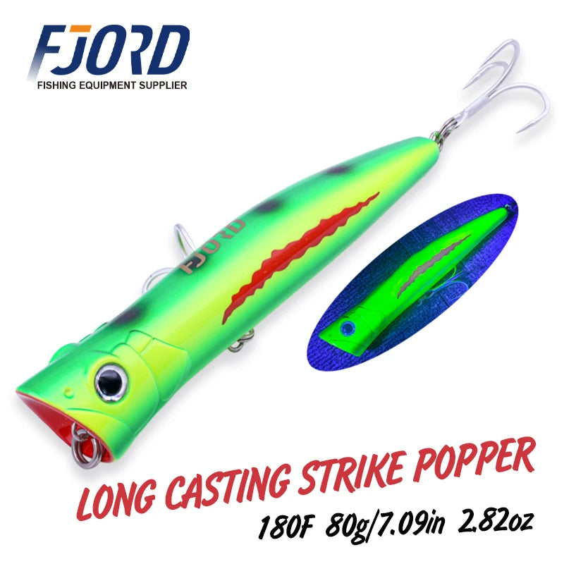 FJORD 180mm 80g Popper Hard Baits Swimbait Big Eye Fish Bait Lures New Arrivals 2025 Fishing Surface Walker Fishing Accessories