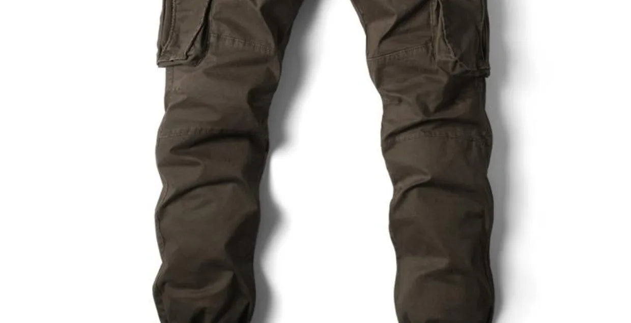 Spring Summer Men's Casual Fashion Work Pants Cuffed Multiple Pockets Slim Fit Youth Leisure Trousers Trendy Brand