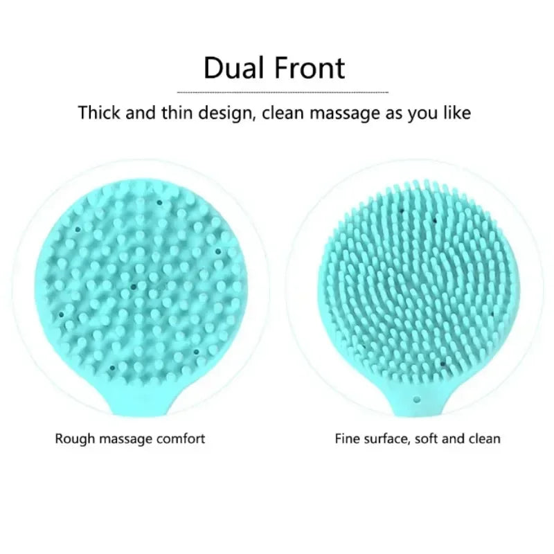 Double-Sided Shower Body Brush Silicone Long Handle Bathroom Wash Brush Bathing Massages Back Body Exfoliating Brush 1pc