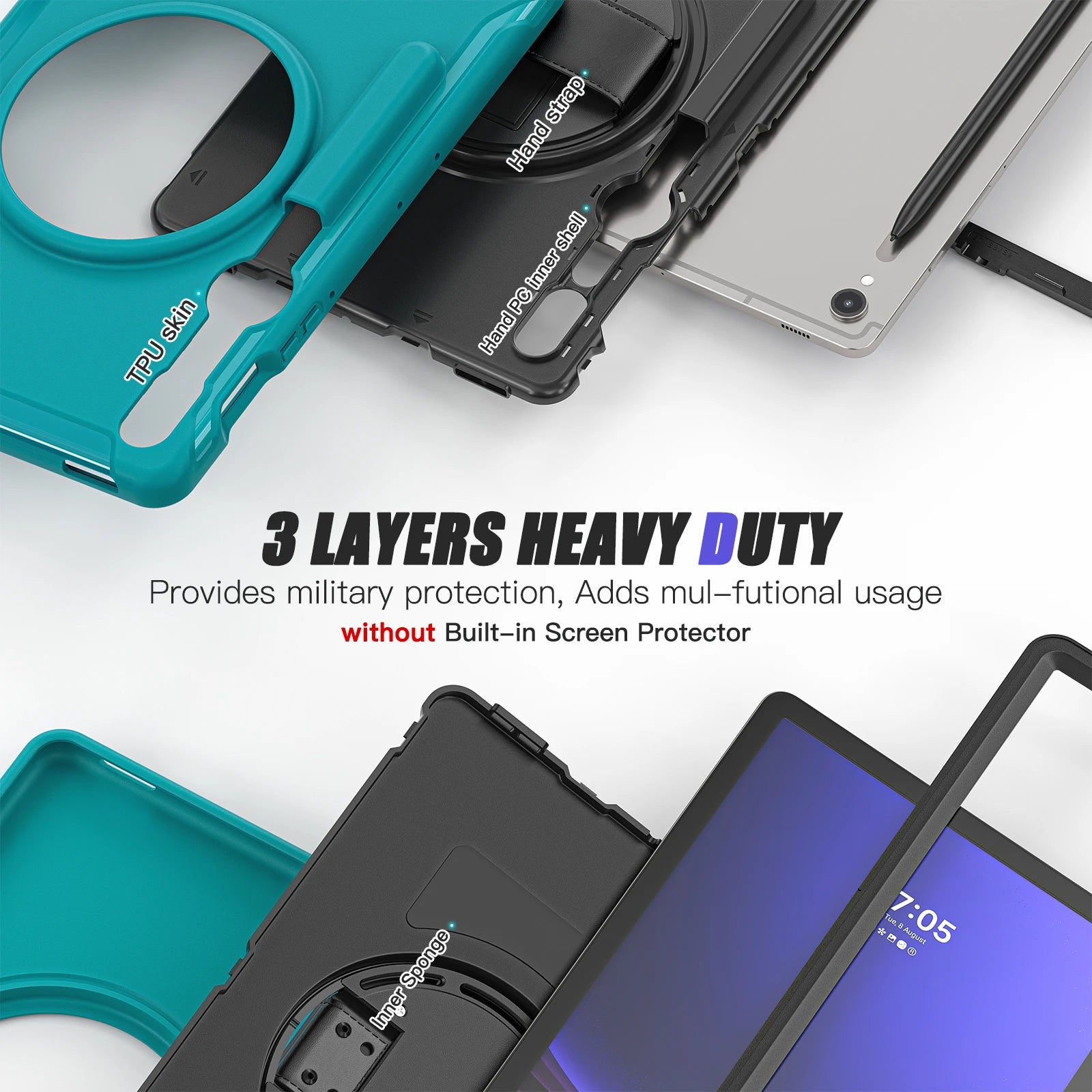 Case For Galaxy Tab S10 Lite S9 FE S8 S7 SM-X400 406 X520 526 X710 716 X510 516 700 706 T870 875 Cover For S6 10.5 2019 T860 865