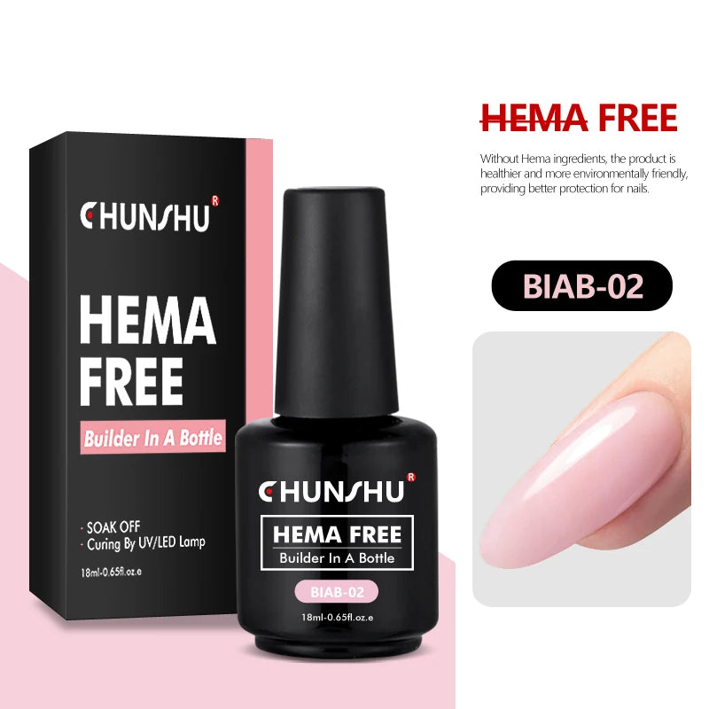 CHUNSHU Hema FREE Construction UV Gel 18ml Builder Nail Gel In A Bottle Semi Permanent Thick Rubber Base Gel Extension Nails Art
