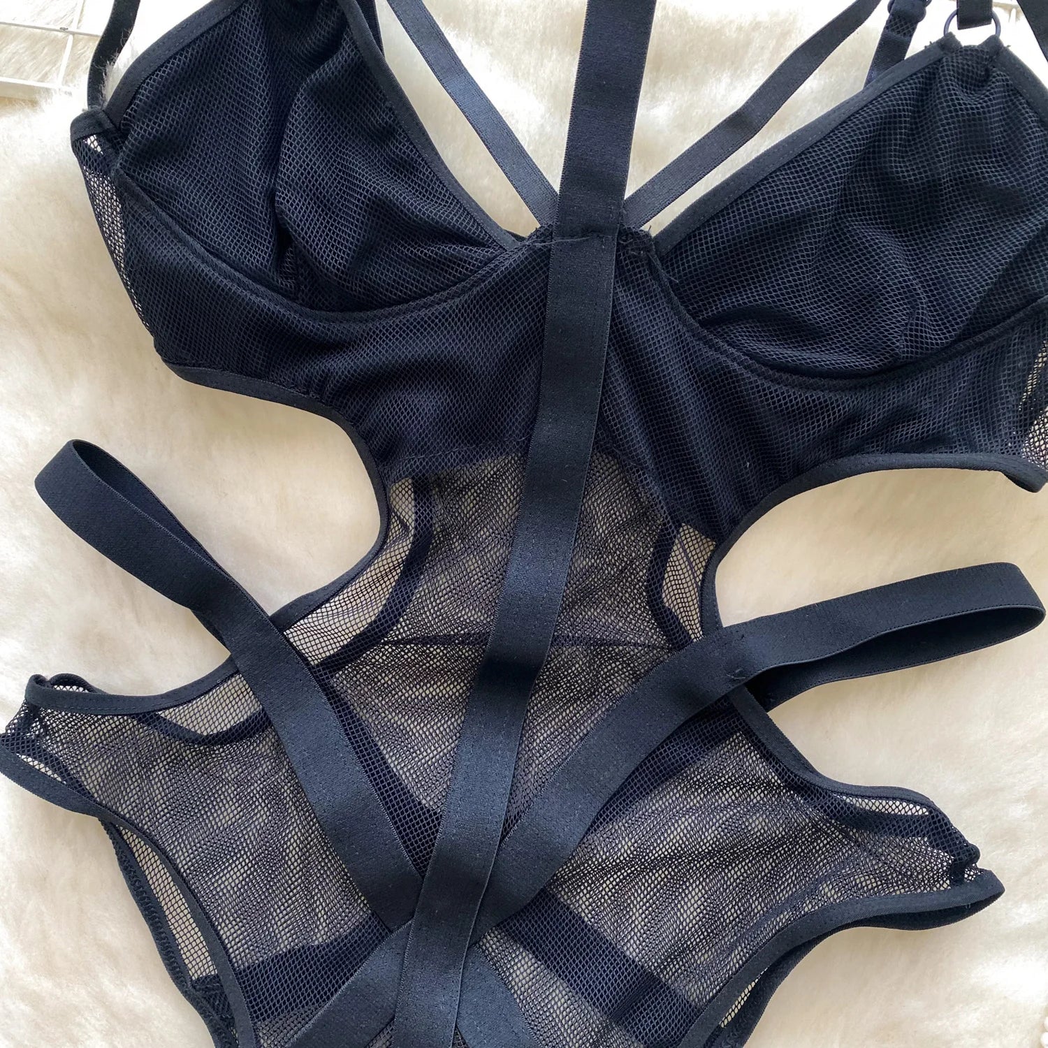 Sexy Hollow out Bridesmaid  Swimsuit Women's Pure Desire Spicy Girl Inner Wear Base Top See tough Net Strap