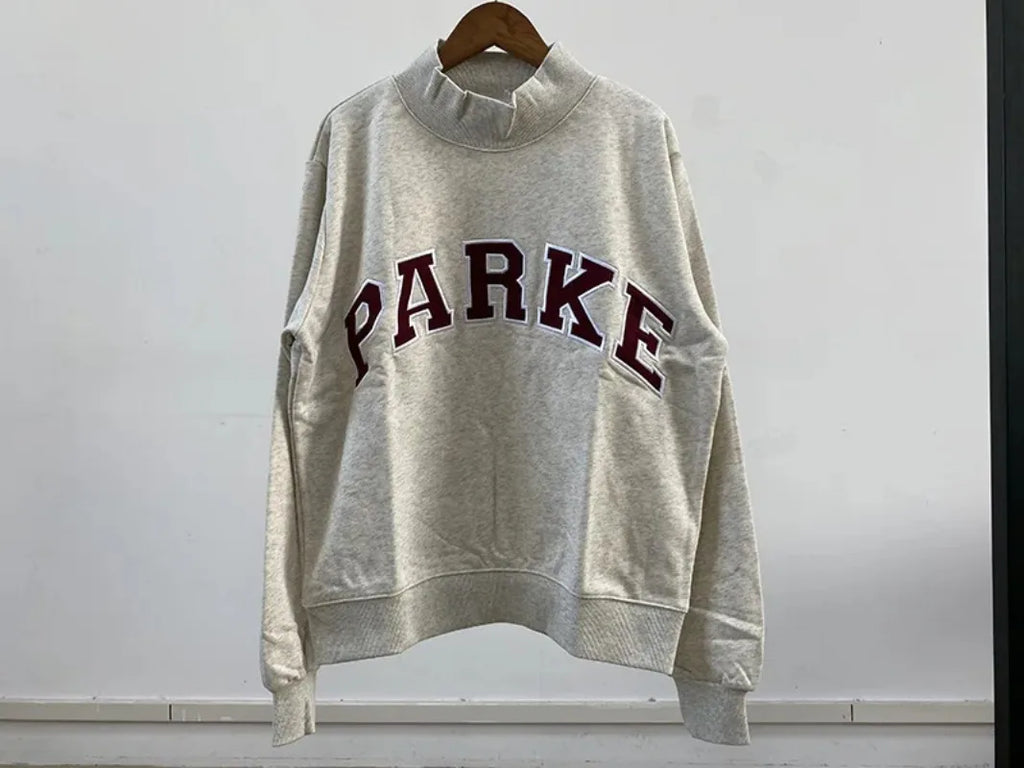 autumn winter Women's Pullover Hooded Sweatshirt with Letter Print and Zipper Closure