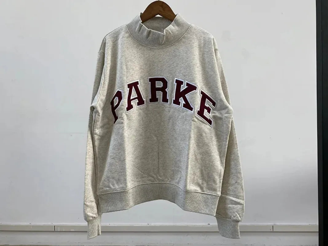 autumn winter Women's Pullover Hooded Sweatshirt with Letter Print and Zipper Closure