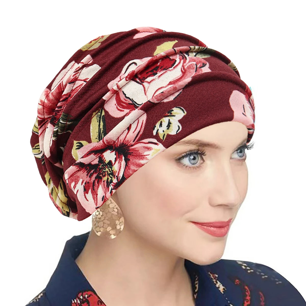 Trendy Printed Flower Cap Night Sleeping Cap Muslim Women Hijab Leopard Bonnet Ladies Headscarf Convenient Hat Wrap