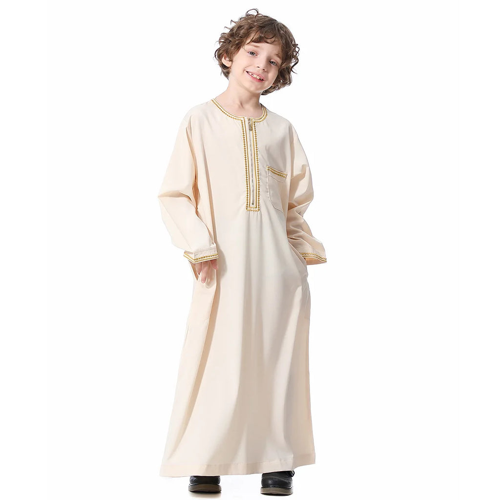 Child Dubai 2024 Luxury Kids Boys Men's Muslim Clothing Caftan Robes Islamic Ramadan Clothes Arab Man Abaya Pakistan Turkish