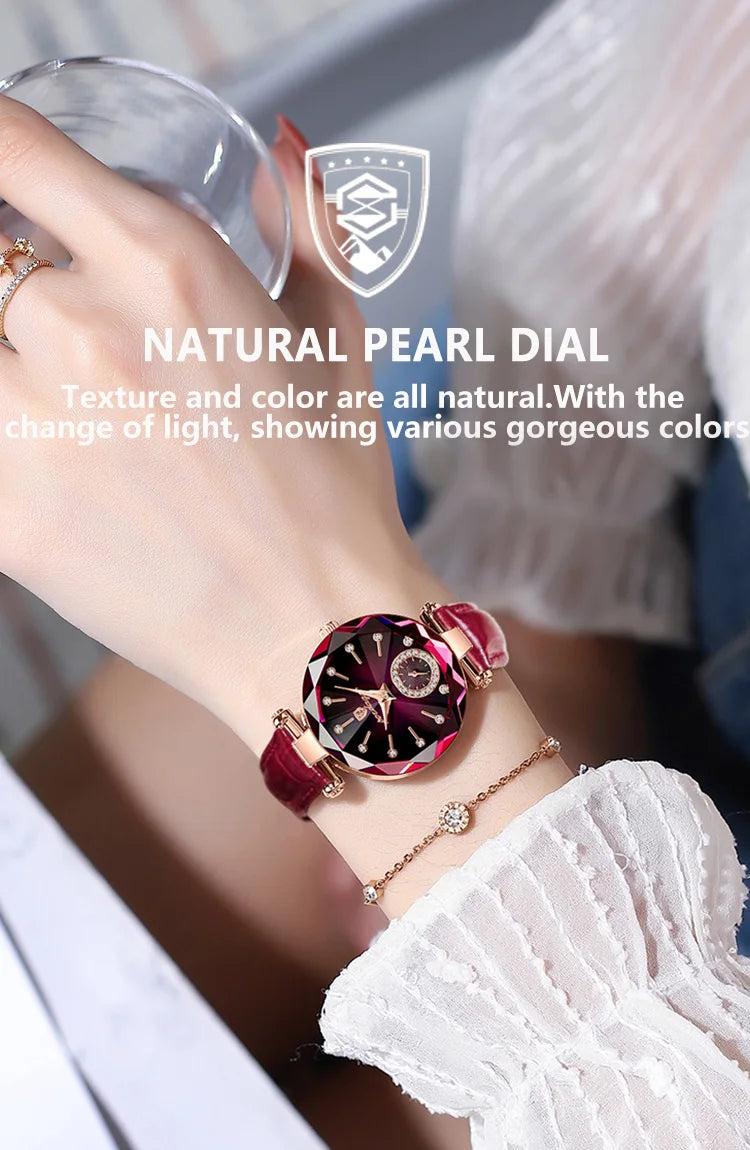 POEDAGAR Top Exquisite Elegant Watches For Women Waterproof Leather High Quality Original Woman's Watch Quartz Ladies Wristwatch