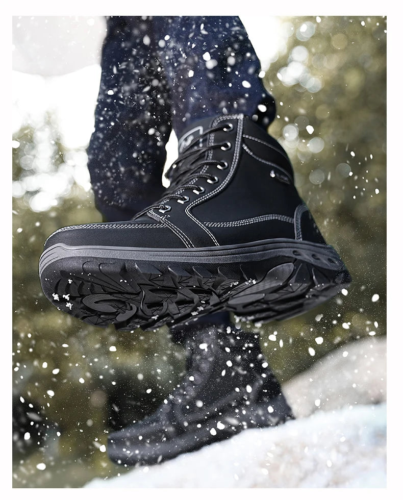 Yellow Ankle Boots Cowboy Footwear Snow Warm Fur Sneakers Padded Trekking Black Waterproof Leather Men Hiking Shoe Winter Summer