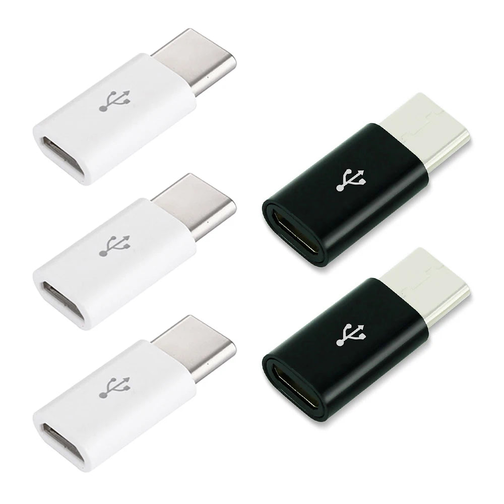 1PCS/5PCS Micro USB Female To Type C Male Adapter Mobile Phone Android Converter Micro-B To USB-C Data Cable Connector