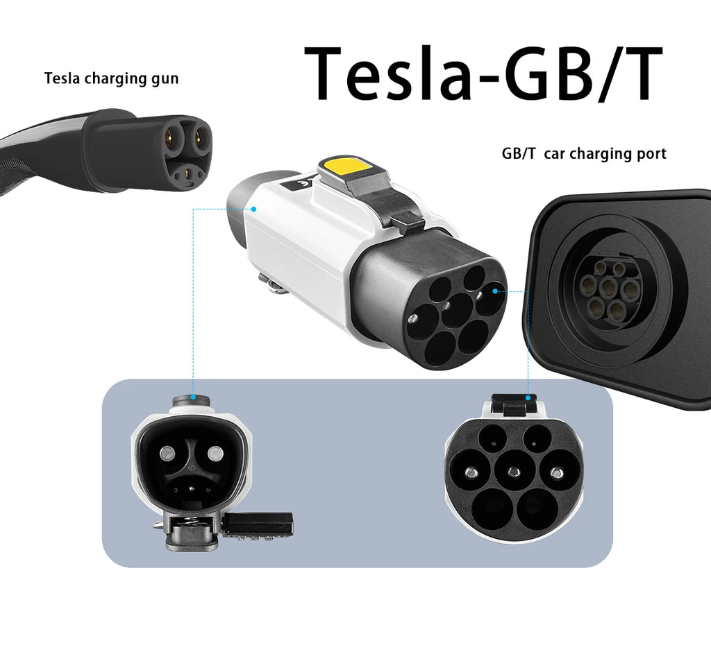 For Tesla charging station Tesl a to GBT Electric Car 250V EV Charger 32A 7KW NACS To GBT With Anti-theft lock Adapter BYD