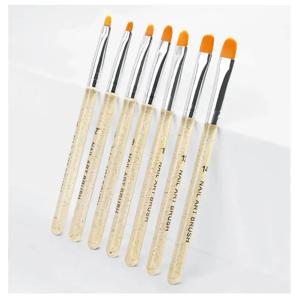 7Pcs/Set Nylon Hair UV Gel Acrylic Nail Art Builder Brush Pen Drawing Pens For Nail Design Nail Supplies For Professionals