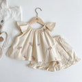 Humor Bear Girls' Clothing Sets Embroidered Children's Flying Sleeve Vest Shorts Kid Clothes Suit