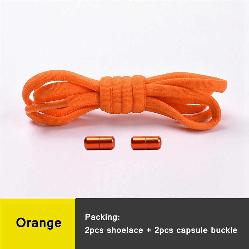 Clearance_21 Colors No Tie Shoelaces For Sneakers Elastic Shoe Laces Round Metal Lock Lazy Shoelace 1 Second quick on and off un