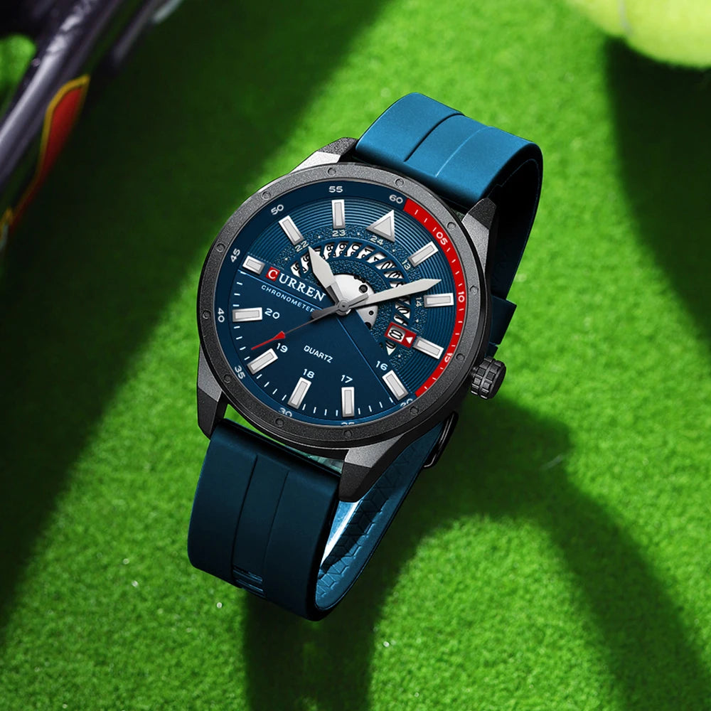 CURREN 8421 Men's Watch Luxury Men's Quartz Watch Breathable Leather Strap Waterproof Business Casual Sports Men's Watch