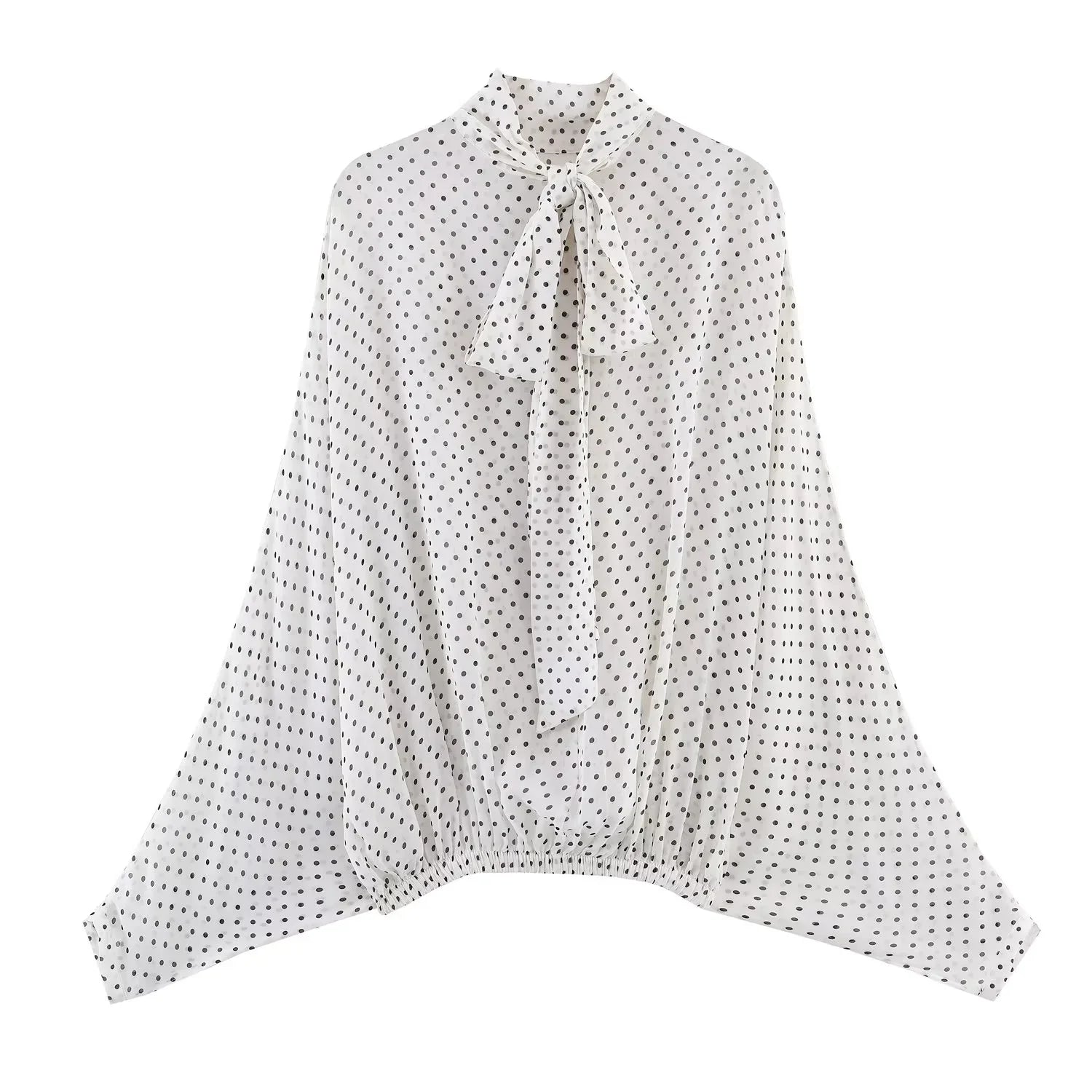 KONDALA Elegant Polka Dot Skirt Set Women's Summer Holidays Beach Casual Set Bow Collar Shirt, Midi Skirt 2026 Trendy Skirt Set