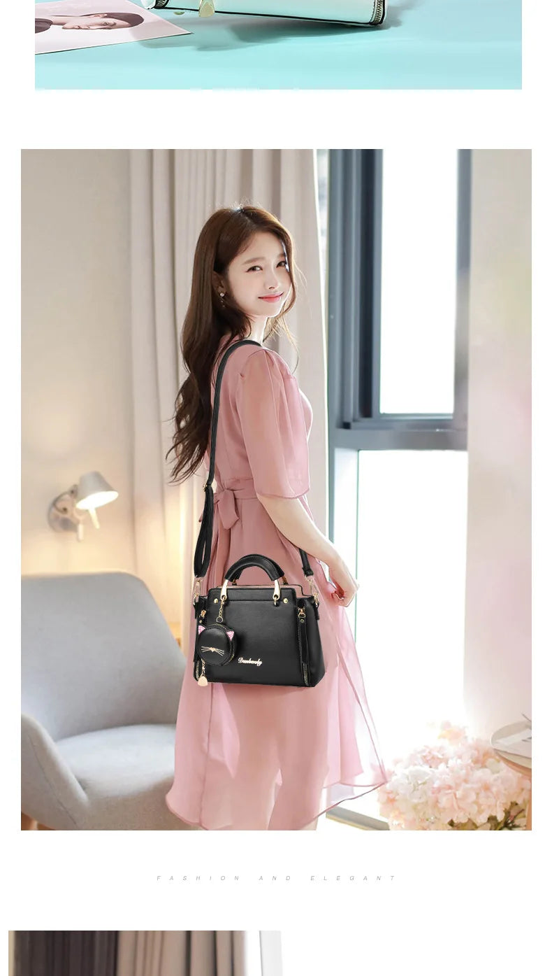 Vento Marea Summer Women Bag Side 2023 New Pu Leather Cute Cat Totes Design Ladies Shoulder Purse & Handbag Sweet White Shoulder