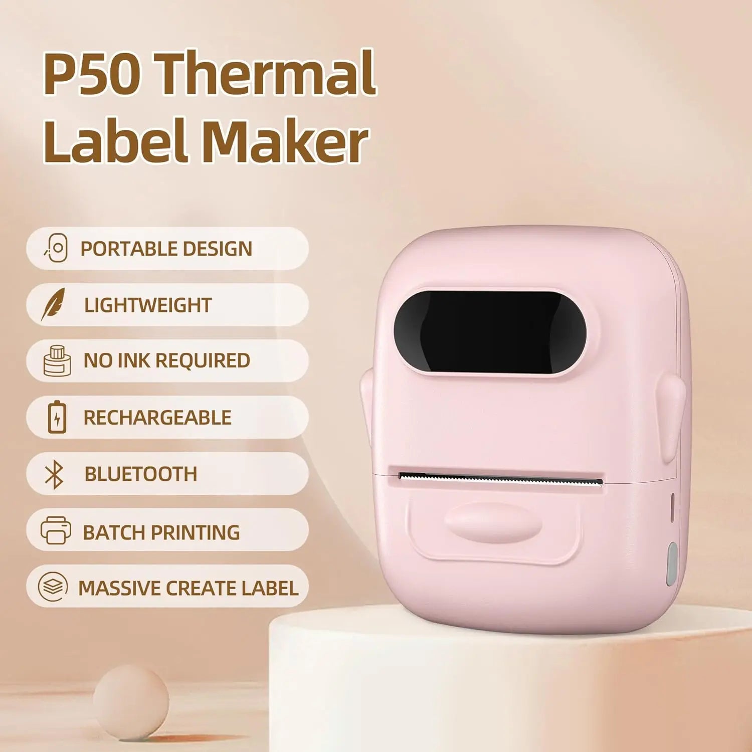 Marklife P50 Adhesive Sticker Printer Handheld Bluetooth Thermal Printer Label Maker Machine Inkless For IOS Android Phone